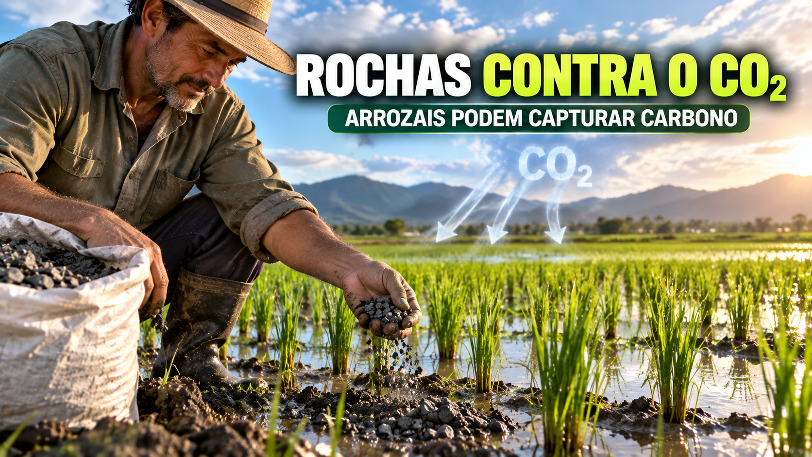 Remoção de carbono: como rochas em plantações de arroz podem capturar CO₂